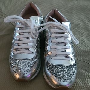 Kate spade silver glitter tennis shoes